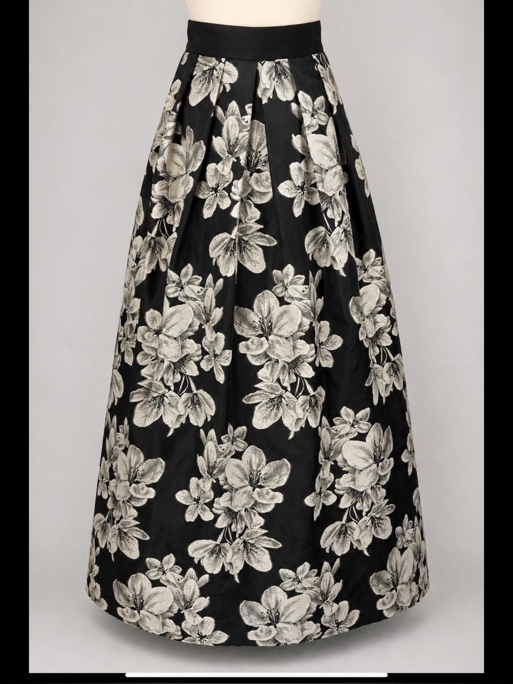 Carmen Marc Valvo Size 16 Black Silver Floral Formal Ball Maxi Skirt NWOT